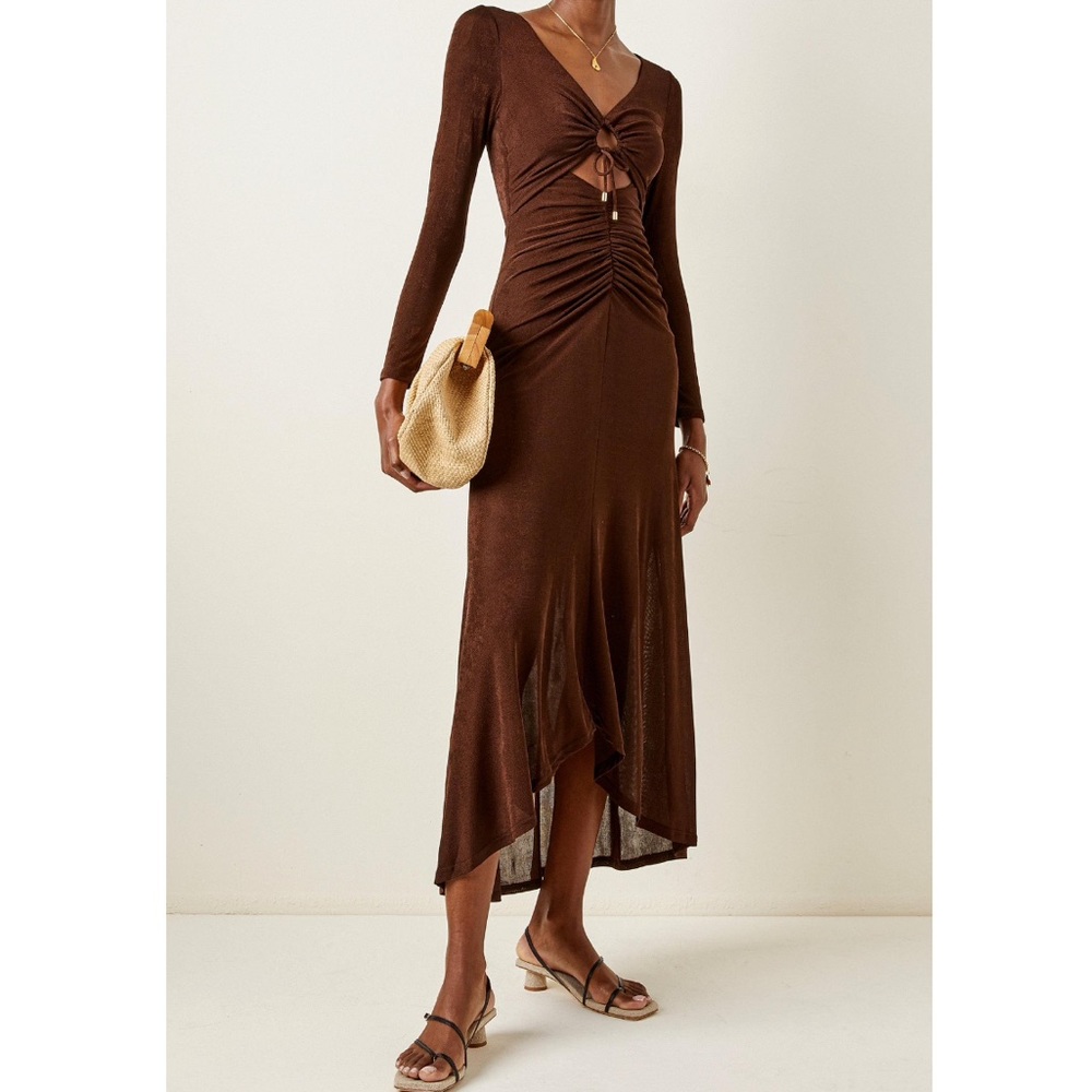 Elegant Brown Long Sleeve Dress